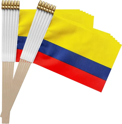 Vista 5 de TSMD Mini banderas colombianas de mano, 5 x 8 pulgadas, paquete de 12