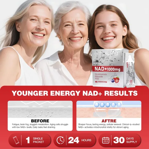 Vista 6 de Suplemento líquido NAD de 1000 mg, suplemento líquido NAD+ con ribósido de nicotinamida, resveratrol y PQQ, suplementos NAD+ para hombres y mujeres