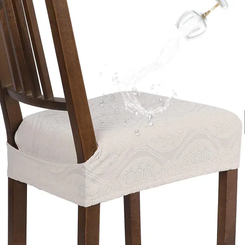 Vista 12 de SearchI Juego de 4 fundas de asiento para sillas de comedor repelentes al Flor roja beige