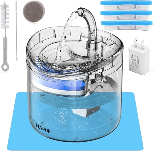 Vista 10 de Filtro de fuente de agua para gatos, 6 piezas, filtro de fuente de gato lavable en forma de arco, con sistema de filtración triple, carbón activado