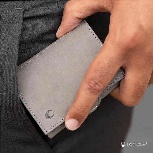 Vista 6 de DONBOLSO Wallet NextGen I - Cartera delgada moderna sin bolsillo para monedas, hasta 11 tarjetas, Gris Vintage, Vintage