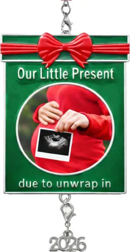 Vista 7 de BANBERRY DESIGNS Sonogram Picture Ornament 2025 – Anuncio de embarazo – Adorno de Navidad – Regalo de nueva mamá – 3.5 pulgadas de alto – 1.75