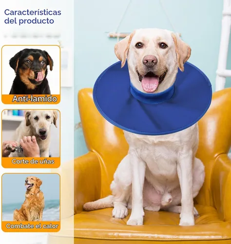 Vista 5 de Collar de recuperación para perros, collar de cono suave alternativo después de la cirugía, ajustable, transpirable, collar E para perros grandes