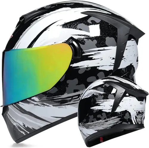 Vista 11 de Cascos de motocicleta de cara completa, casco de motocicleta aprobado por ECE/DOT con viseras dobles, casco de motocicleta de cara completa para J