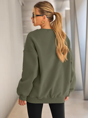 Vista 4 de EFAN - Sudaderas extragrandes para mujer, de vellón con capucha y cuello redondo, suéteres informales y cómodos, ropa de moda para invierno