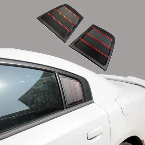 Vista 7 de Persianas laterales de plástico ABS para Dodge Charger 2011-2021 (línea roja)