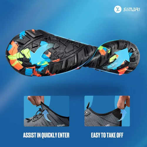 Vista 2 de Simari Zapatos de agua para mujer, hombre, natación, playa, piscina, deportes acuáticos, secado rápido, estilo descalzo, buceo, surf y caminar
