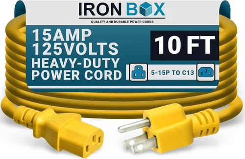 Vista 32 de IronBox Electric - Cable de Alimentación de Servicio Pesado 5-15P a C13 - Cable PC SJT 14/3 de 3 Clavijas 15A 125V - Cable para Computadora