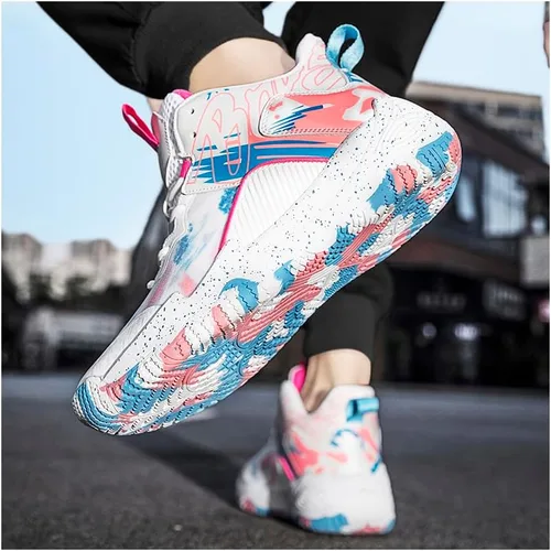 Vista 2 de BROHN Zapatos de baloncesto ultraligeros para hombre y mujer, zapatillas de deporte transpirables antideslizantes