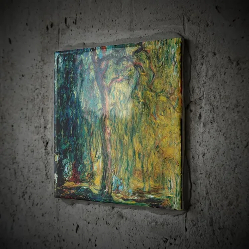 Vista 2 de 3dRose Picture of Monets Painting Weeping Willow 4 Inch Ceramic Tile