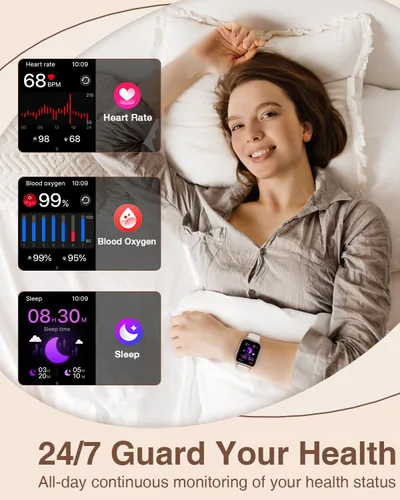 Vista 4 de Relojes inteligentes para mujer con llamadas Bluetooth, 4 bandas de 1.83 pulgadas, reloj de fitness para iPhone, Android, rastreador de actividad