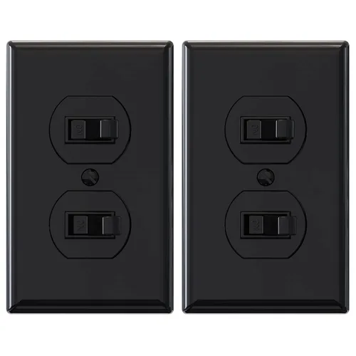 Vista 9 de ELEGRP Interruptor de luz de palanca doble, interruptor de luz doble de dos polos individuales, 15 A, 120 V, encendido/apagado en la pared, conexión