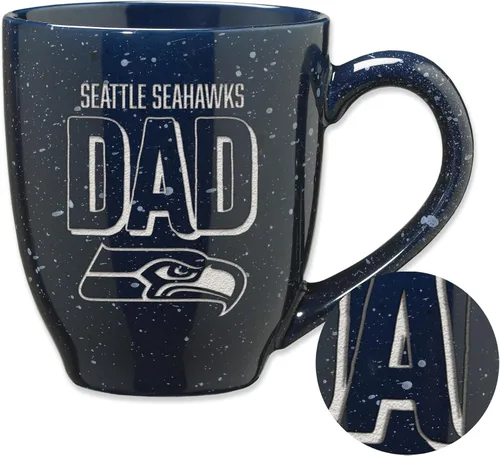 Vista 14 de Rico Industries NFL Football #1 Dad 16 oz Team Color Laser Engraved Ceramic Coffee Mug