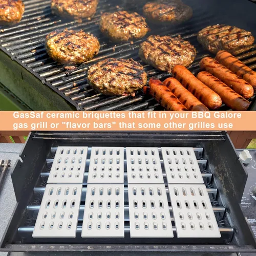 Vista 6 de GasSaf Ladrillos de cerámica de repuesto para barbacoas en abundancia Grand Turbo, Grand Hall, Members Mark Grills, 4 placas de calor, briquetas