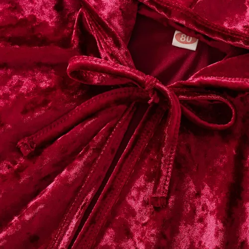Vista 5 de Disfraz de Navidad para bebés y niñas con cordones terciopelo liso capa con capucha poncho para cosplay ropa de vestir