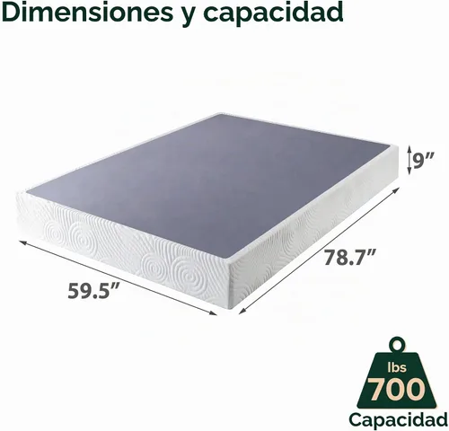 Vista 3 de Base estándar para colchón, metal, soportes de madera, fácil montaje de Zinus Walter 2-Blanco