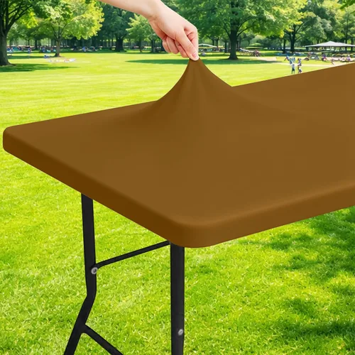 Vista 18 de Moosfor - Mantel elástico de elastano para mesa rectangular de 4 pies, manteles ajustables para picnic, funda estirable y lavable para mesa de patio
