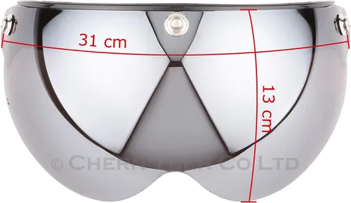 Vista 2 de Visera abatible para casco de motocicleta de 3 ranuras (espejo cromado)