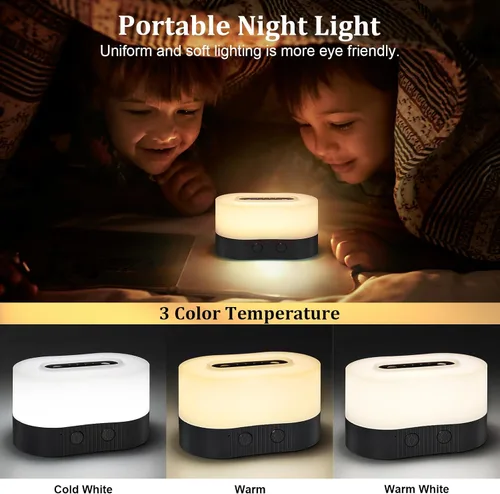 Vista 5 de TRELC Luz nocturna portátil recargable inalámbrica, innovadora lámpara de noche dividida magnética y banco de energía de 6000 mA 2 en 1, luz