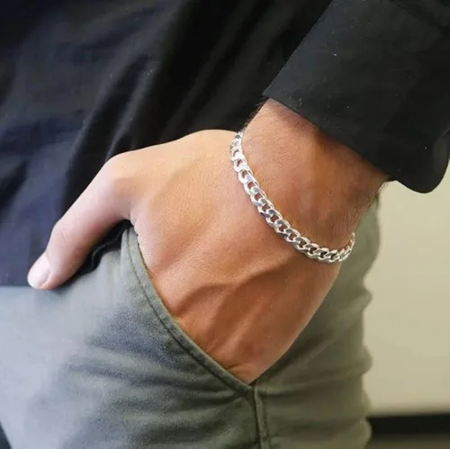 Vista 4 de Verona Jewelers - Pulsera de plata esterlina italiana con eslabones cubanos para hombre, 7.5 mm, 8 mm, 9.2 mm, 11 mm, 15 mm, plata esterlina 925