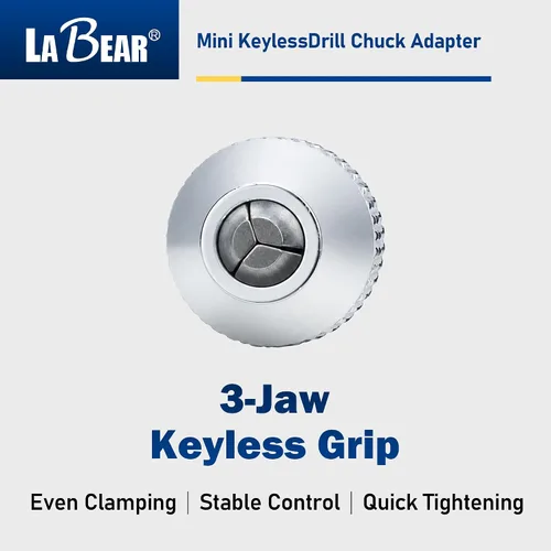 Vista 4 de LABEAR - Adaptador Mini Sin Llave para Portabrocas de ¼ Pulgada con Vástago Hexagonal Capacidad de 0.3-3.2mm para Brocas Micro