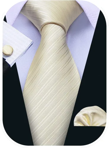 Vista 375 de Barry.Wang Juego de corbatas para hombre, corbata de seda a rayas, tejido a cuadros, gemelos formales, negocios, boda