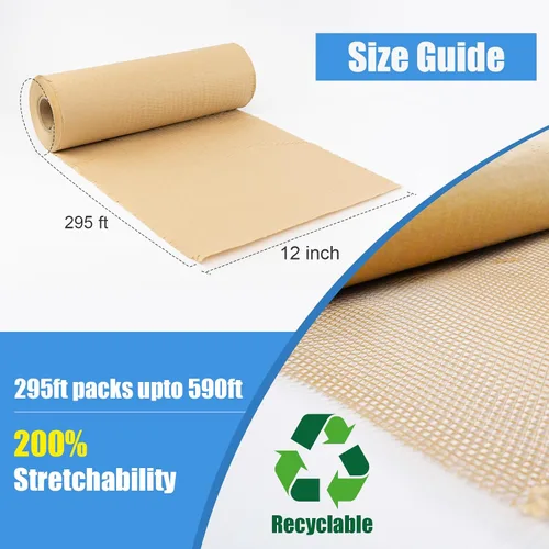 Vista 2 de Rollo de papel de embalaje de panal de abeja de 12 pulgadas x 295 pies con calcomanías frágiles, envoltura acolchada biodegradable para mudanza