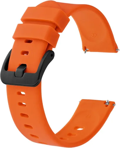 Vista 28 de BISONSTRAP Correas de reloj de silicona, correas de reloj delgadas con liberación rápida, 0.787 in, negro con hebilla negra