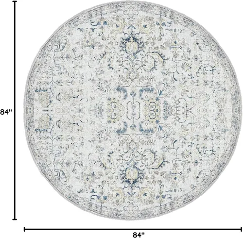 Vista 234 de jinchan Lima - Alfombra simétrica floral geométrica lavable, alfombra de entrada de medio círculo de 2 x 3, alfombra de media luna, suave y Azul