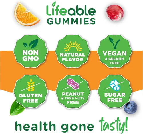 Vista 4 de Lifeable Probióticos sin azúcar con fibra prebiótica, suplemento de gomitas de sabor natural de gran sabor, masticable apto para dieta cetogénica