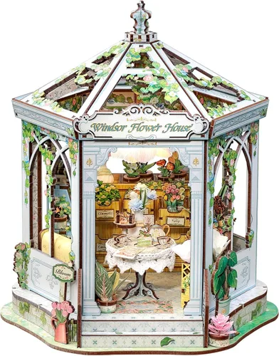 Vista 10 de Cutefun - Kit de rincón de libros - Kit de casa en miniatura DIY para adultos y adolescentes, kit de rompecabezas de madera 3D en miniatura con LED