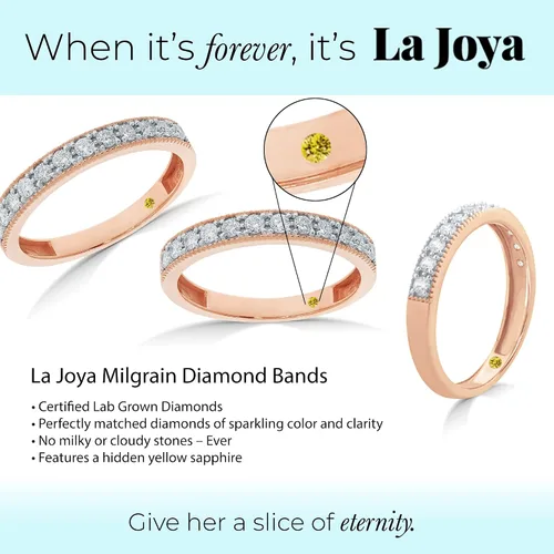 Vista 3 de La Joya 110 - 12 CT TW Certified Lab Created Vintage Inspired Diamond Rings - Sparkling 10k Solid Gold Wedding Bands for Women, Stackable Band