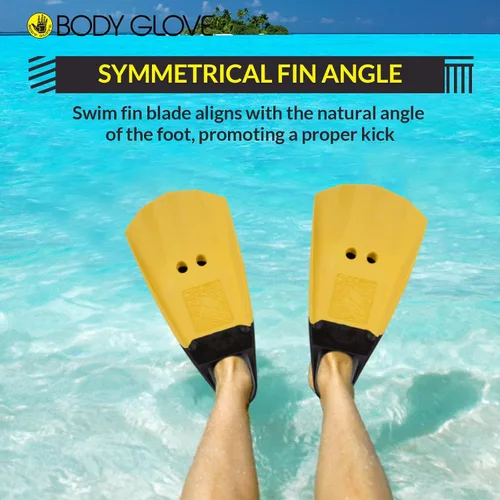 Vista 3 de Body Glove Floating Swim Fins for Adults, Natural Rubber Bodyboard Fins Flippers for Swimming, Snorkeling, Scuba Diving, Surfing, Bodyboarding