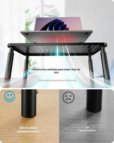 Vista 6 de HUANUO Soporte para Monitor, Soporte para Monitor Ajustable en 3 Alturas, Soporte para Monitor con Ventilaciones para Flujo de Aire, Soporte