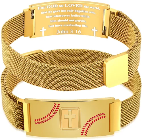 Vista 122 de Regalos de graduación, pulsera de fútbol, fútbol, baloncesto, béisbol, regalos de pulsera, pulseras de cruz de fe para hombres, bautismo, primera