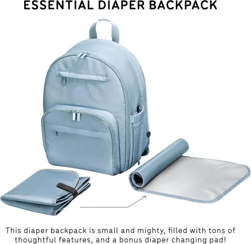 Vista 3 de uninni Mochila grande para pañales para mamás y papás–Bolsa de pañales para bebés con cambiador portátil, estuche de chupete extraíble - Negro