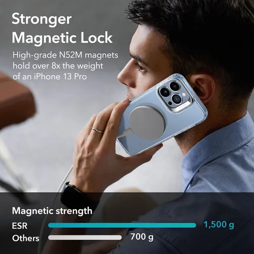 Vista 2 de ESR Funda para iPhone 13 Pro, compatible con MagSafe, protección de grado militar a prueba de golpes, soporte de anillo de cámara integrado, funda