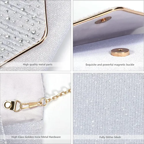 Vista 3 de LXYGD Glitter Clutch Purses for Women Evening Bags and Cluthes Flap Envelope Handbags Formal Wedding Party Prom Purse