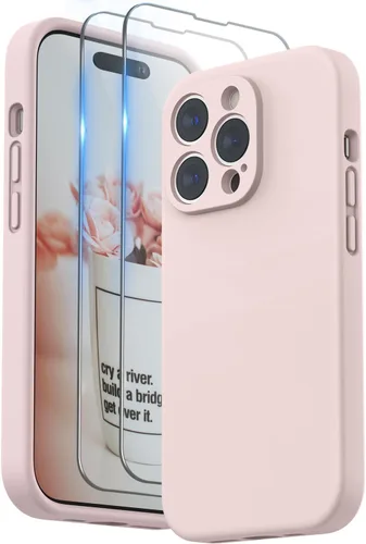 Vista 10 de SURPHY Funda diseñada para iPhone 14 Pro con protector de pantalla, (protección de cámara y forro de microfibra suave), funda de silicona líquida
