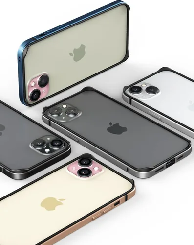 Vista 9 de Funda delgada de metal para iPhone 15, [interior de TPU suave + parachoques chapado en metal] [compatible con carga inalámbrica] a prueba de golpes