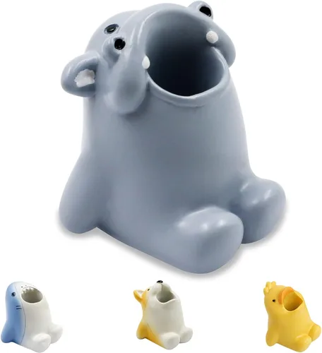 Vista 9 de Lindo soporte para cepillos de dientes de dibujos animados, divertido soporte para lápices de resina, soporte de cepillo de un solo diente de Perro