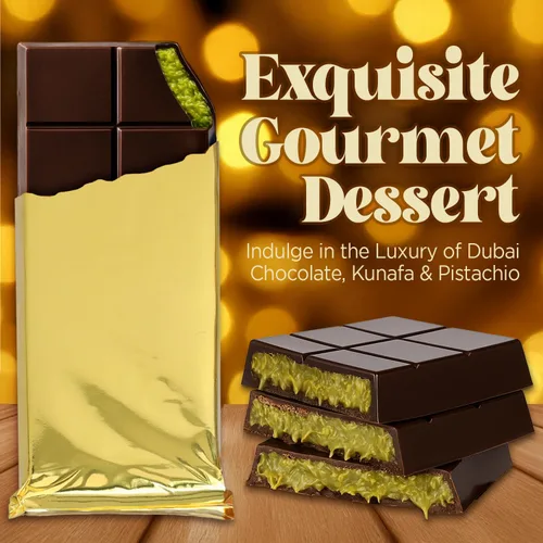 Vista 5 de Ceres Gourmet Barra de chocolate oscuro Dubai Pistachio Knafeh 7 oz