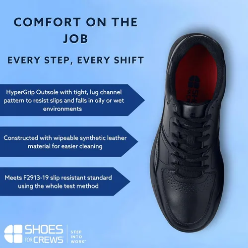 Vista 3 de Shoes For Crews Zapatillas de trabajo antideslizantes para hombre - Zapatos cómodos y antideslizantes para hombres en servicio de alimentos, salud