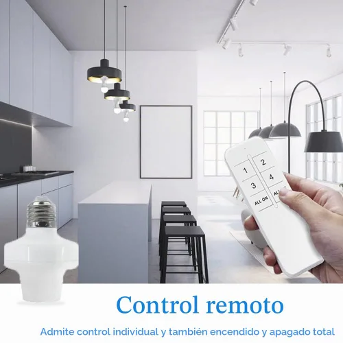Vista 2 de QIACHIP Adaptador de enchufe de luz de control remoto E26 E27, soporte de luz inteligente ZigBee compatible con control de voz Alexa Echo, requiere