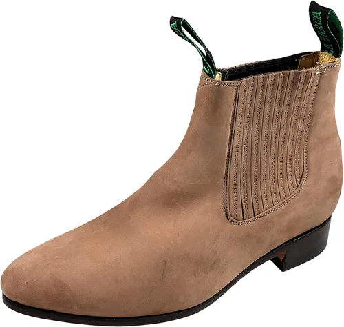 Vista 2 de Botin Charro La Barca Nobuck Botas de tobillo de cuero para hombre Pull On Marrón (Topo)