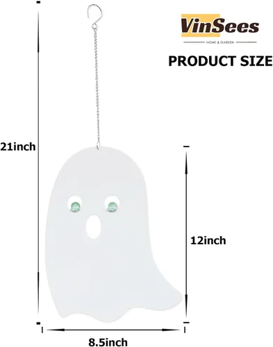 Vista 2 de Decoración colgante de fantasma de metal para Halloween, para patio, porche, exterior, interior, decoración de fantasmas de metal con ojos