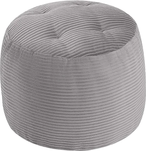 Vista 18 de MeMoreCool Puf otomano redondo, reposapiés de pana beige con relleno de espuma, taburete compacto para sofá, decoración de sala de estar