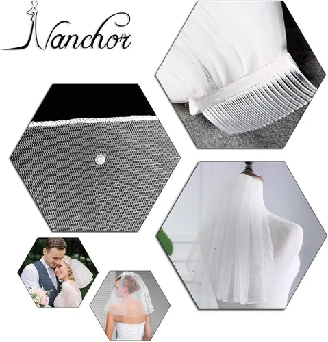 Vista 7 de Velo de novia para mujer con tul de diamantes de imitación para despedida de soltera, 15.0in