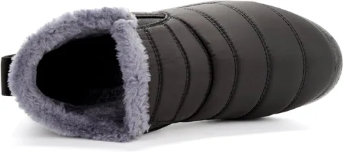 Vista 3 de Botas de nieve para mujer, cálidas, con forro de piel, antideslizantes, para exteriores, impermeables, cómodos y cálidos