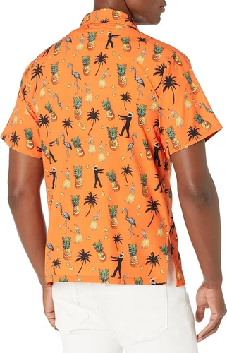 Vista 4 de Funny Guy Mugs Men's Hawaiian Print Button Down Short Sleeve Shirt